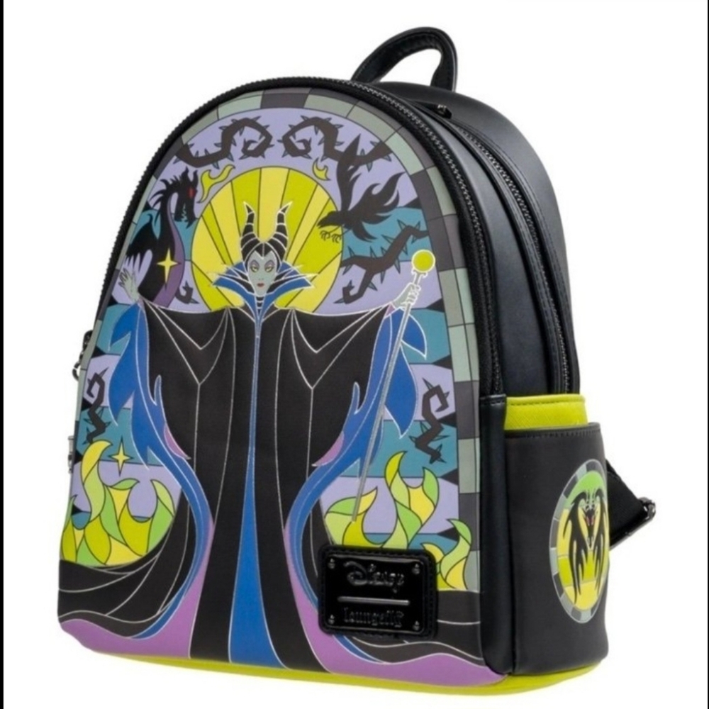 Loungefly Limited Edition Stained Glass Maleficent EE Exclusive Backpack - Picture 4 of 6